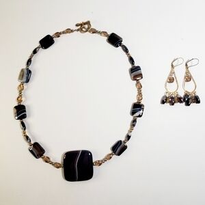 BOHO Handcrafted Glass Bead Necklace and Earrings Jewelry Set